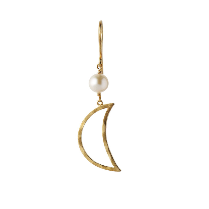 Stine A Jewelry - Bella Moon Earring With Pearl - Ørepynt