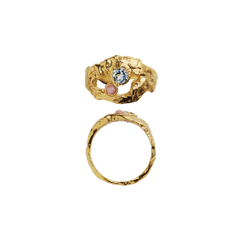 STINE A JEWELRY - MY LOVE ROCK RING WITH BLUE TOPAS/PINK OPAL