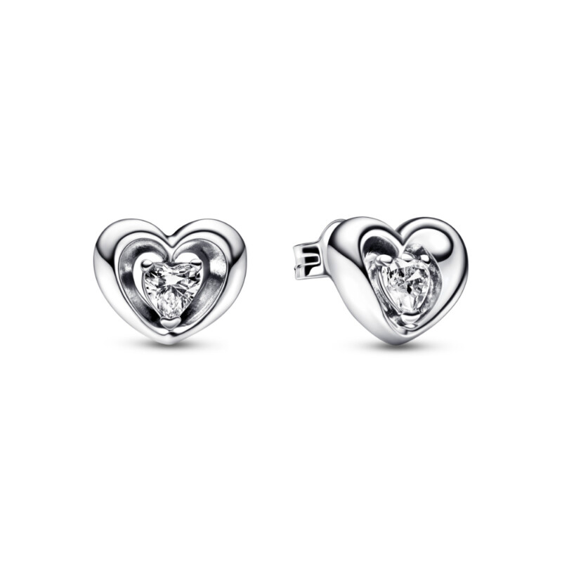 Pandora - Radiant heart & floating stone stud earrings