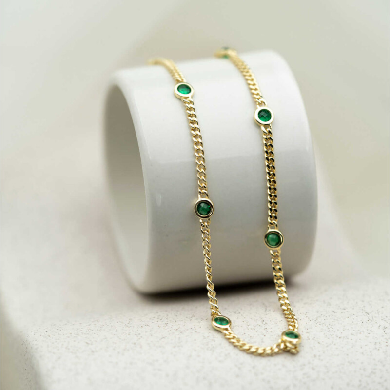 Pan Jewelery - Halssmykke I Forgylt Sølv Med Grønne Zirkonia